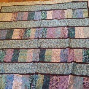 Pick Up Sticks Hand Crafted Quilt Top with Blue and Purple Hues